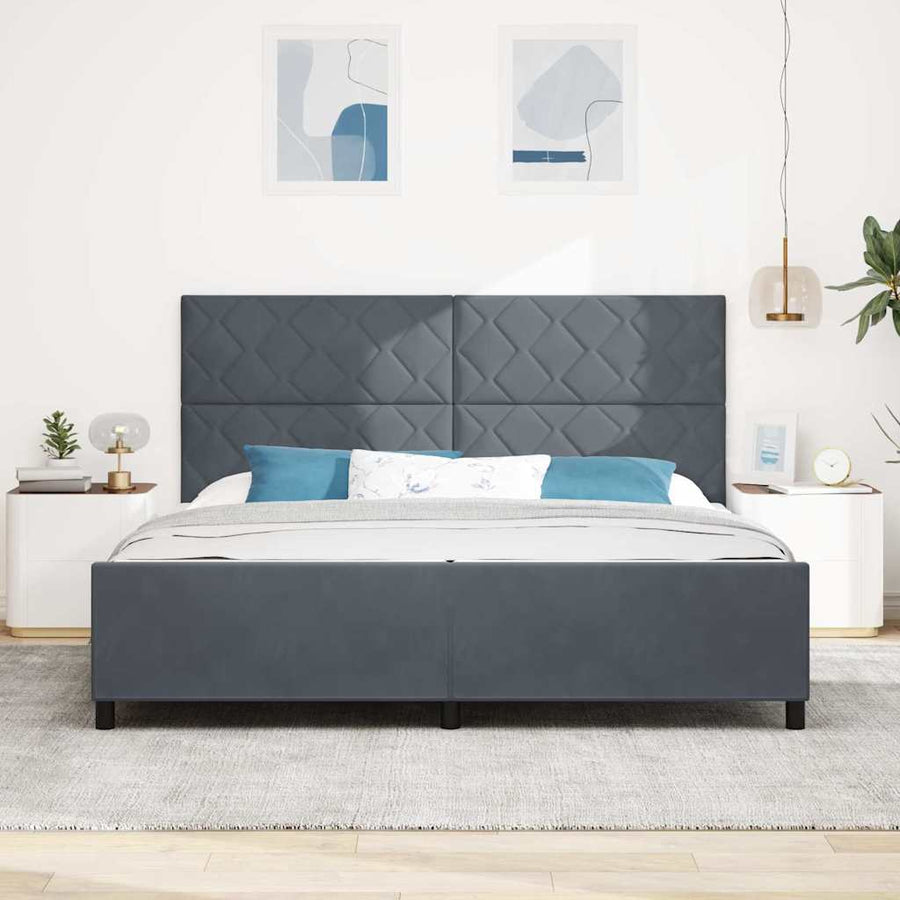 Boxspringbed met hoofdeinde Donkergrijs 200 x 200 cm Fluweel