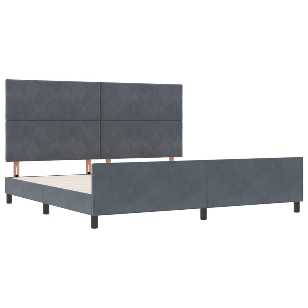 Boxspringbed met hoofdeinde Donkergrijs 200 x 200 cm Fluweel