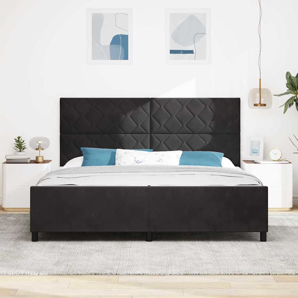 Boxspringbed met hoofdeinde Zwart 200 x 200 cm Fluweel