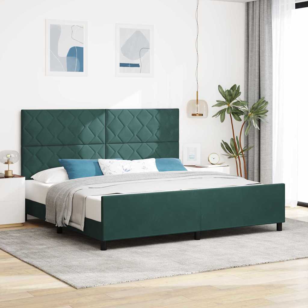 Boxspringbed met hoofdeinde Donkergroen 200 x 200 cm Fluweel