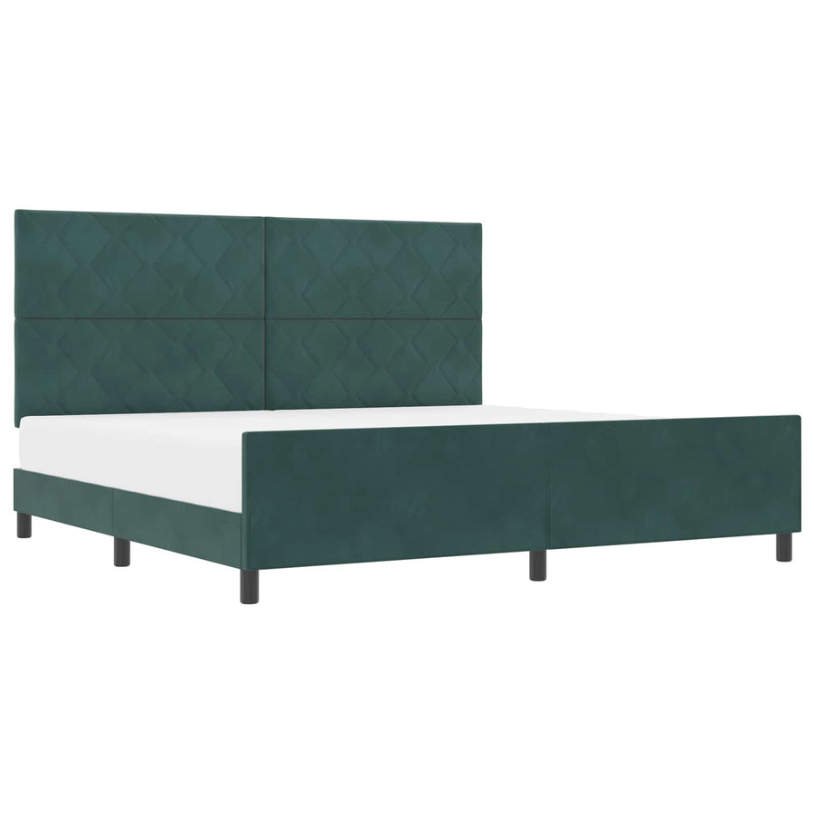 Boxspringbed met hoofdeinde Donkergroen 200 x 200 cm Fluweel