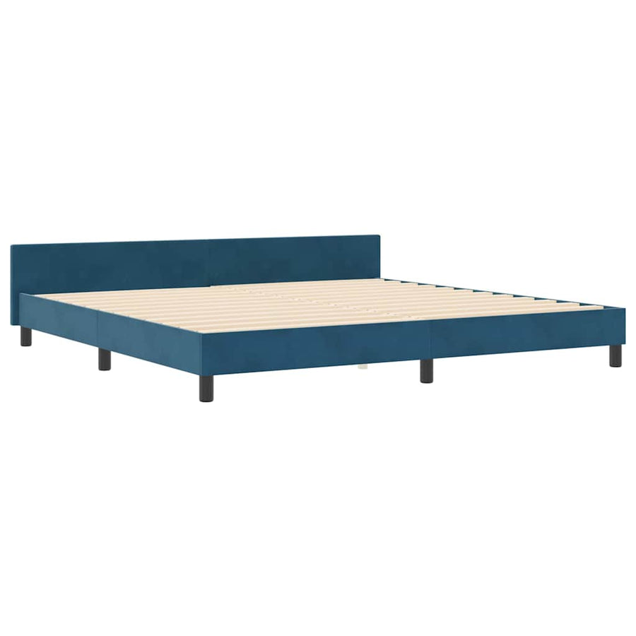 Bedframe met hoofdeinde Donkerblauw 200 x 200 cm Fluweel