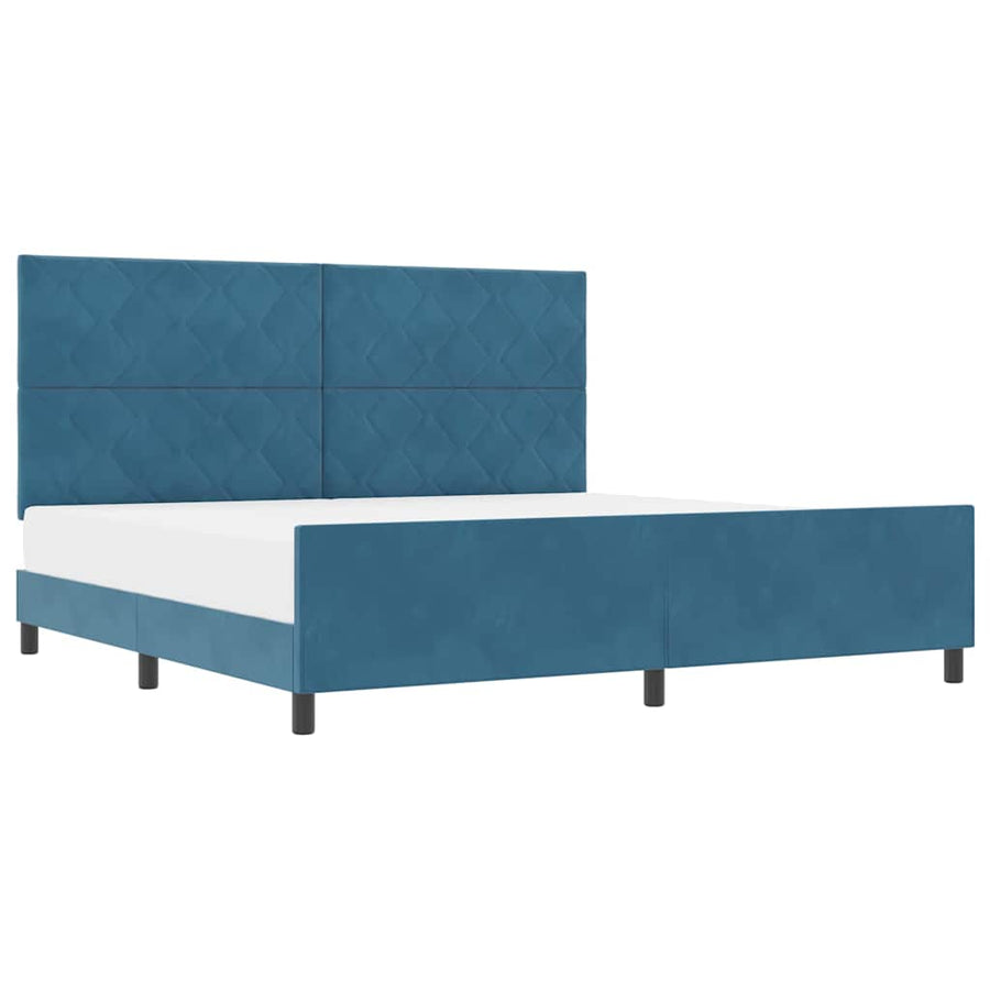 Bedframe met hoofdeinde Donkerblauw 200 x 200 cm Fluweel