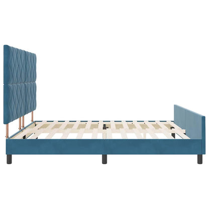 Bedframe met hoofdeinde Donkerblauw 200 x 200 cm Fluweel