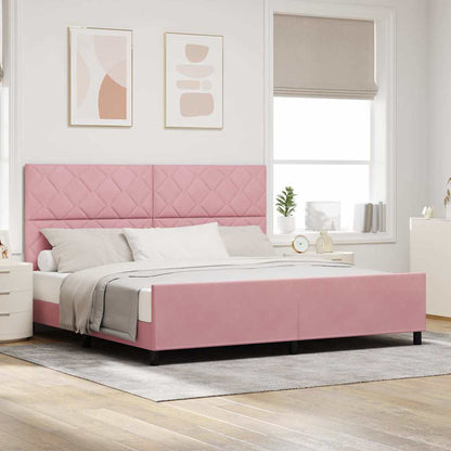Boxspringbed met hoofdeinde Roze 200 x 200 cm Fluweel