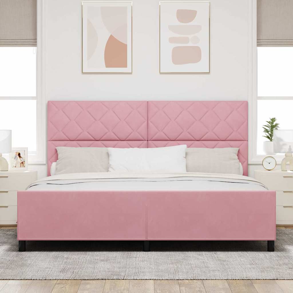 Boxspringbed met hoofdeinde Roze 200 x 200 cm Fluweel
