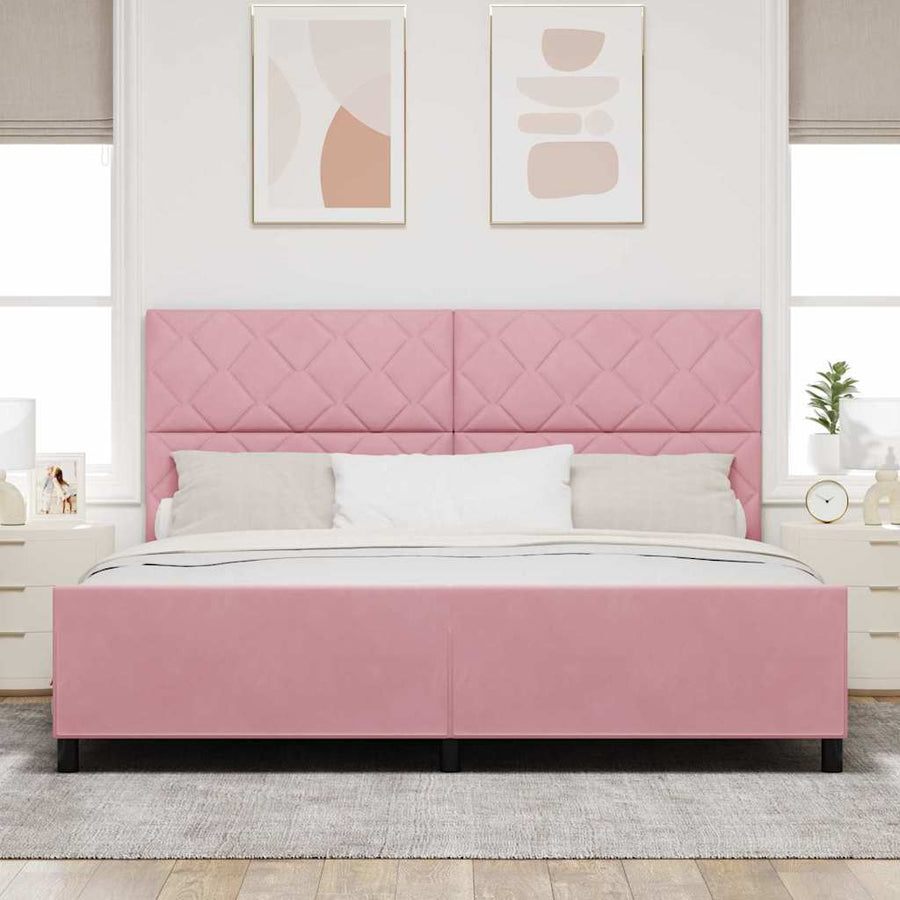 Boxspringbed met hoofdeinde Roze 200 x 200 cm Fluweel