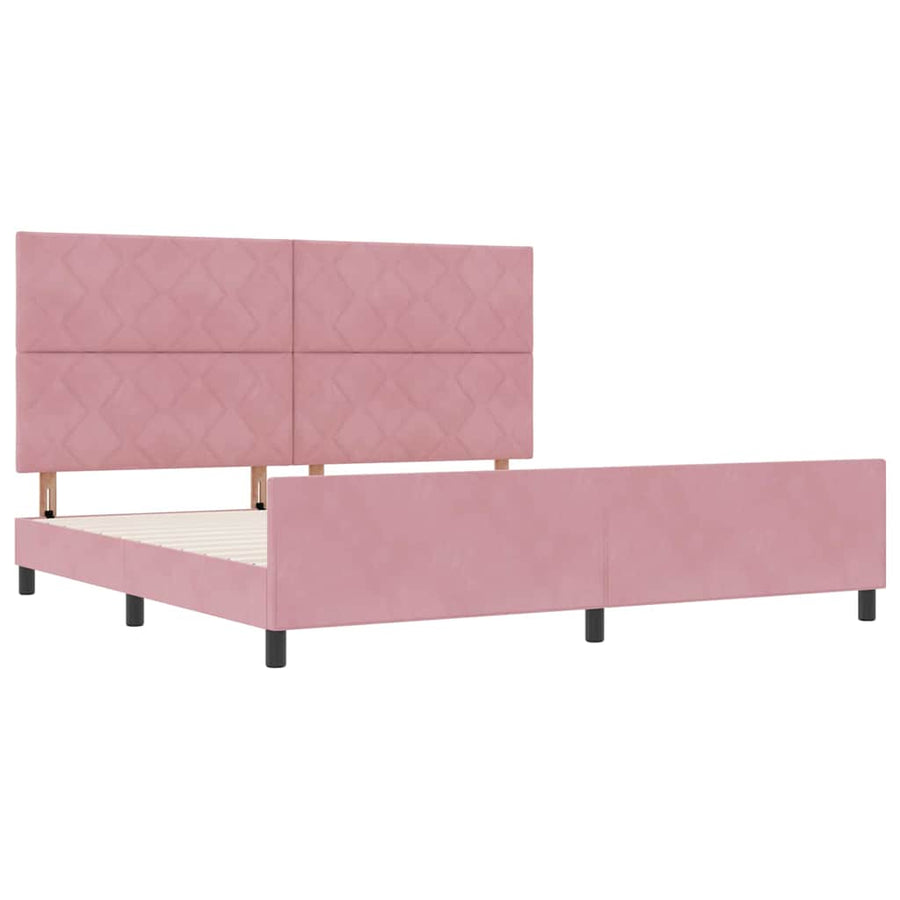 Boxspringbed met hoofdeinde Roze 200 x 200 cm Fluweel