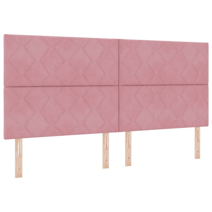 Boxspringbed met hoofdeinde Roze 200 x 200 cm Fluweel