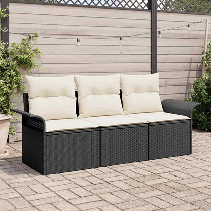 Tuin Sofa Set met kussen met opslag 3 pcs Zwart Poly riet