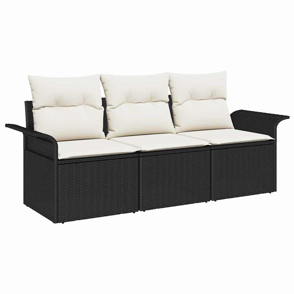 Tuin Sofa Set met kussen met opslag 3 pcs Zwart Poly riet