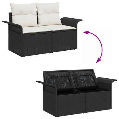 Tuin Sofa Set met kussen met opslag 3 pcs Zwart Poly riet