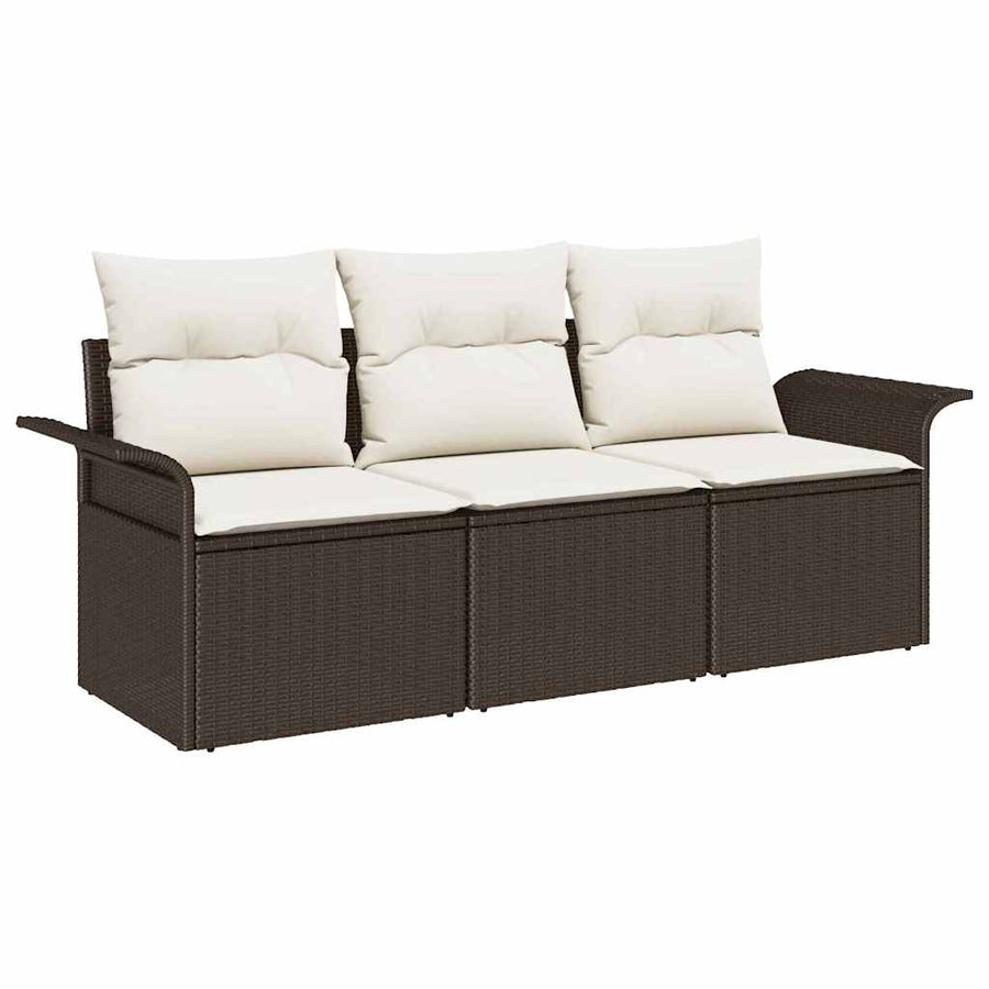 Tuin Sofa Set met kussen met opslag 3 pcs Bruin Poly riet