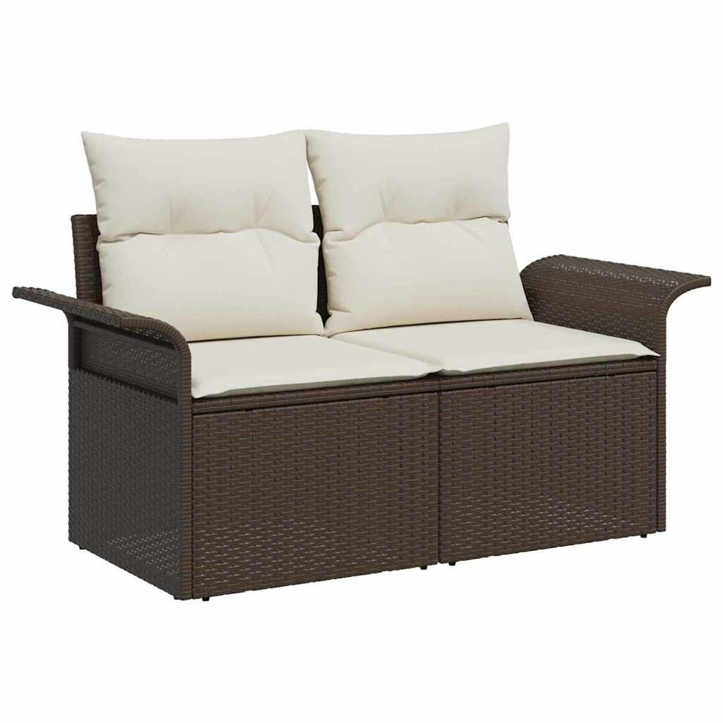 Tuin Sofa Set met kussen met opslag 3 pcs Bruin Poly riet