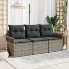 Garden Sofa Set with Cushion and Storage 3 pcs Grey Poly Rattan