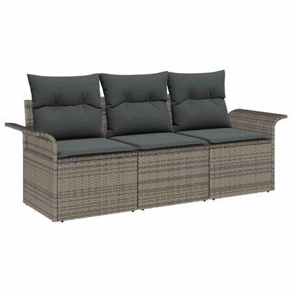 Tuin Sofa Set met kussen met opslag 3 pcs Grijs Poly riet