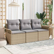 Tuinset poly rotan 3-delig beige met opbergruimte