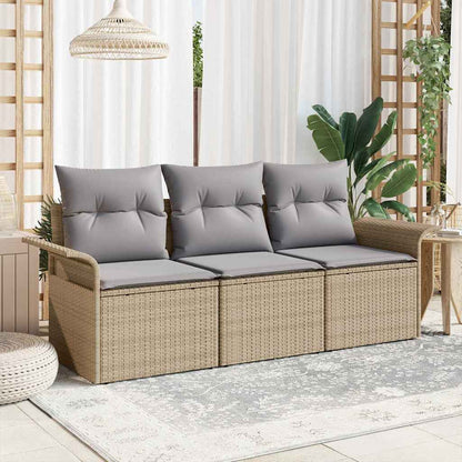 Tuin Sofa Set met kussen met opslag 3 pcs Beige Poly riet