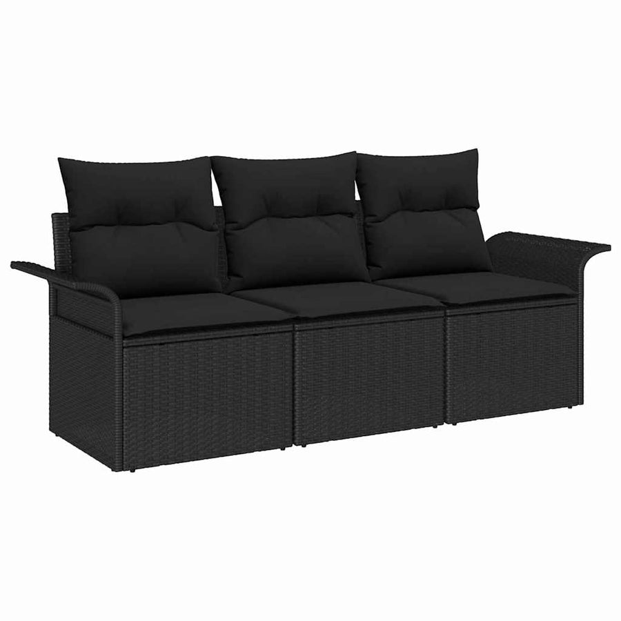 Tuin Sofa Set met kussen met opslag 3 pcs Zwart Poly riet