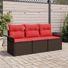 Garden Sofa Set with Cushion and Storage 3 pcs Brown Polyrattan