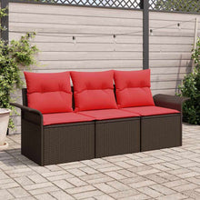 Tuin Sofa Set met kussen met opslag 3 pcs Bruin Poly riet