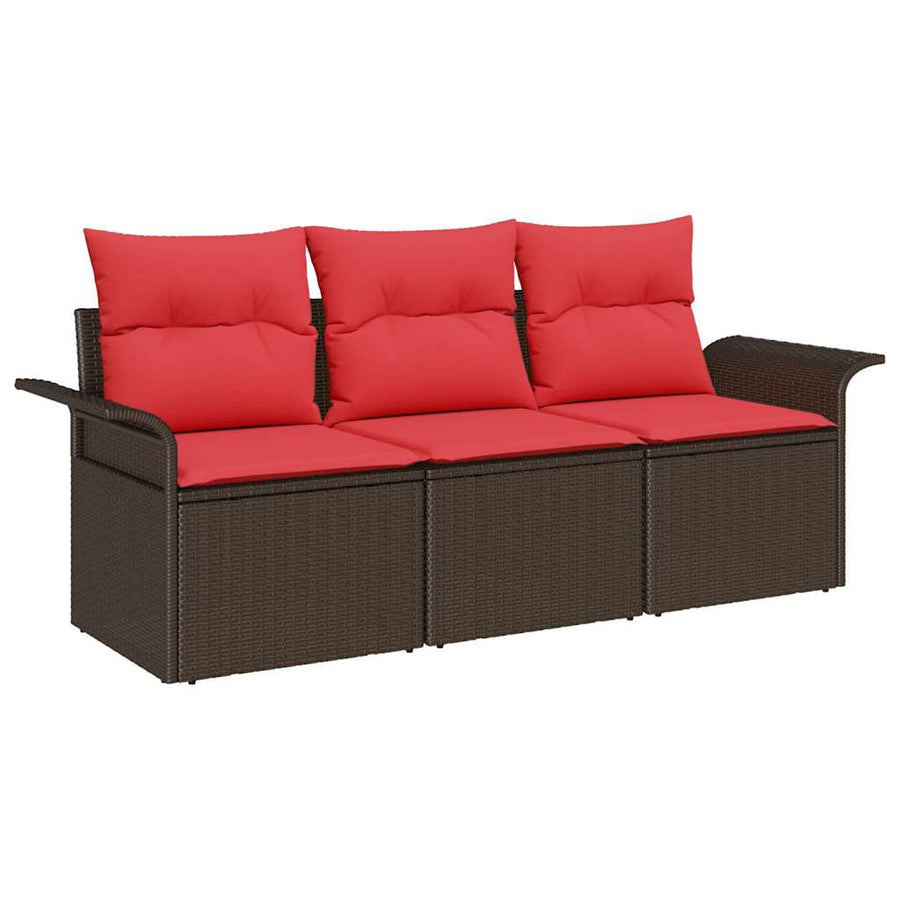 Tuin Sofa Set met kussen met opslag 3 pcs Bruin Poly riet
