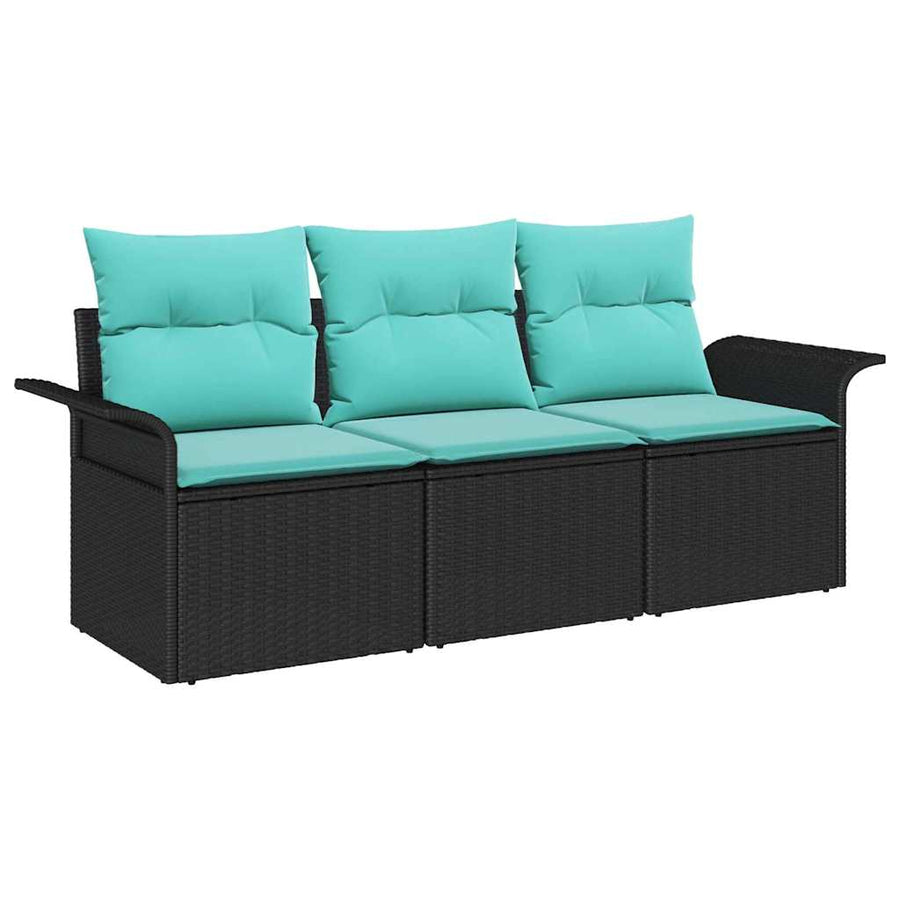 Tuin Sofa Set met kussen met opslag 3 pcs Zwart Poly riet