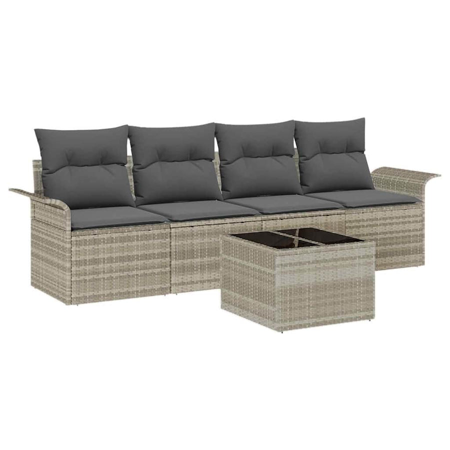 Tuin Sofa Set 5 pcs Licht Grijs en Donker Grijs poly rattan