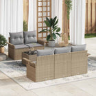 Loungebank set poly rattan beige grijs