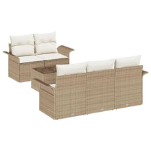 Tuin Sofa Set 6 pcs Beige en Crème Poly rattan, staal en glas