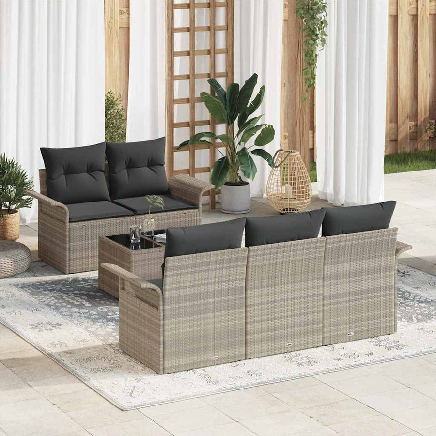 Tuin Sofa Set met kussen 6 pcs Licht Grijs en Donker Grijs