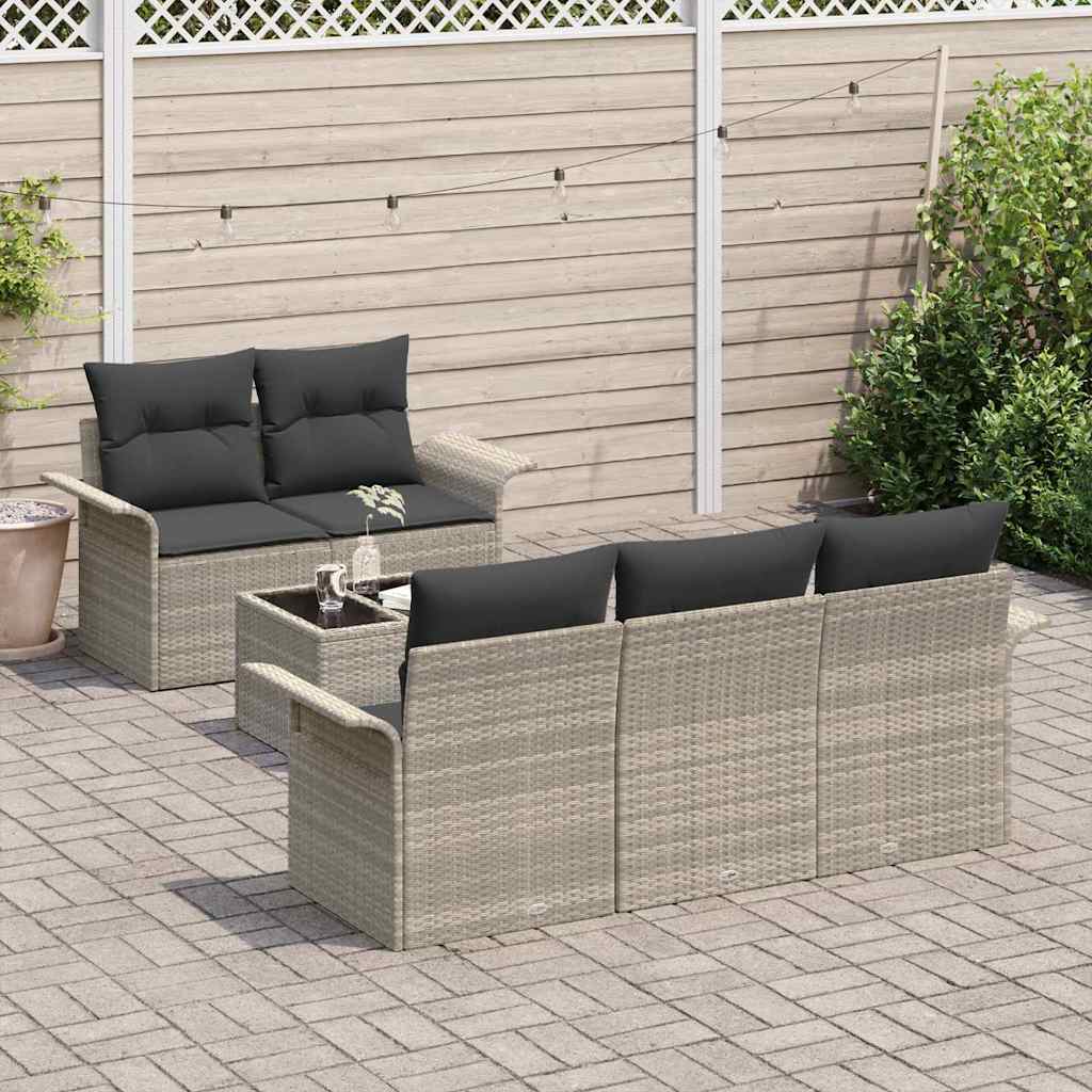 Tuin Sofa Set met kussen 6 pcs Licht Grijs en Donker Grijs