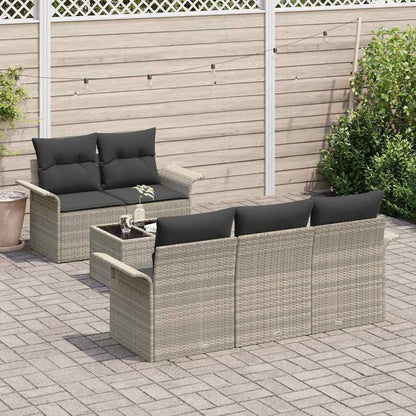 Tuin Sofa Set met kussen 6 pcs Licht Grijs en Donker Grijs