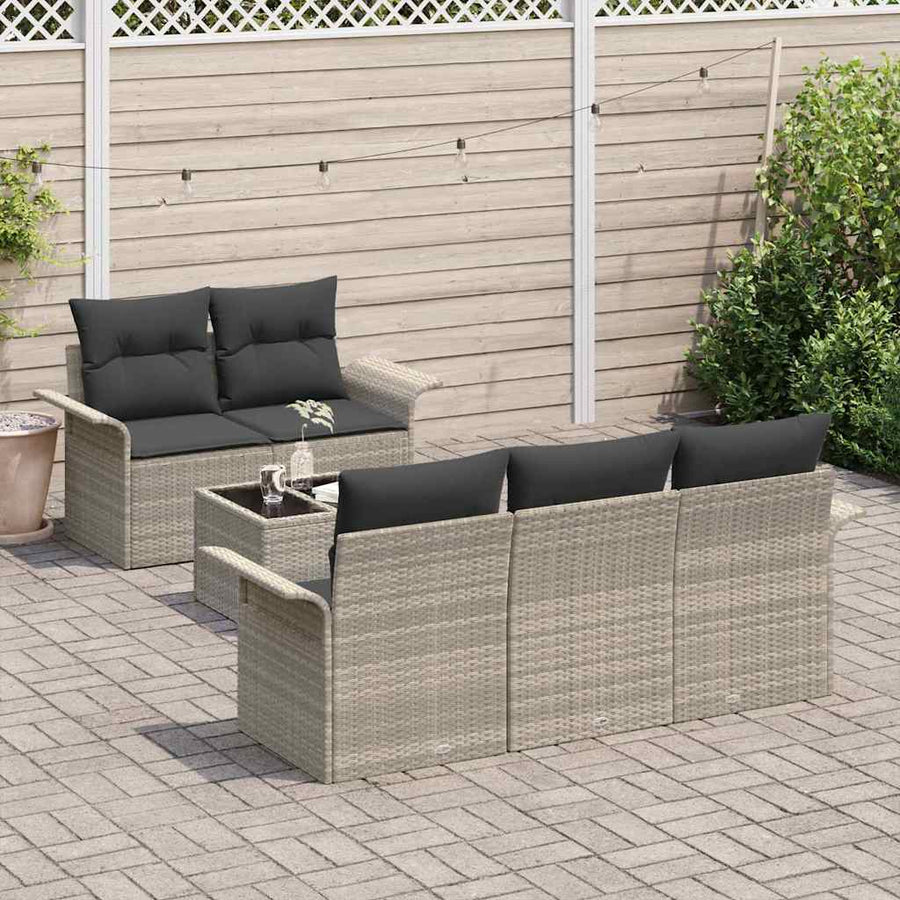 Tuin Sofa Set met kussen 6 pcs Licht Grijs en Donker Grijs