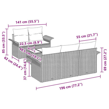 Tuin Sofa Set met kussen 6 pcs Licht Grijs en Donker Grijs