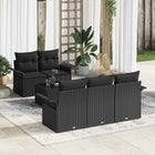 Tuin loungeset 6-delig polyrattan zwart