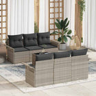 Loungeset poly rattan lichtgrijs donkergrijs 7-delig