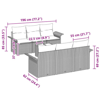 Tuin Sofa Set met kussen met opslag 7 pcs Grijs en Marineblauw