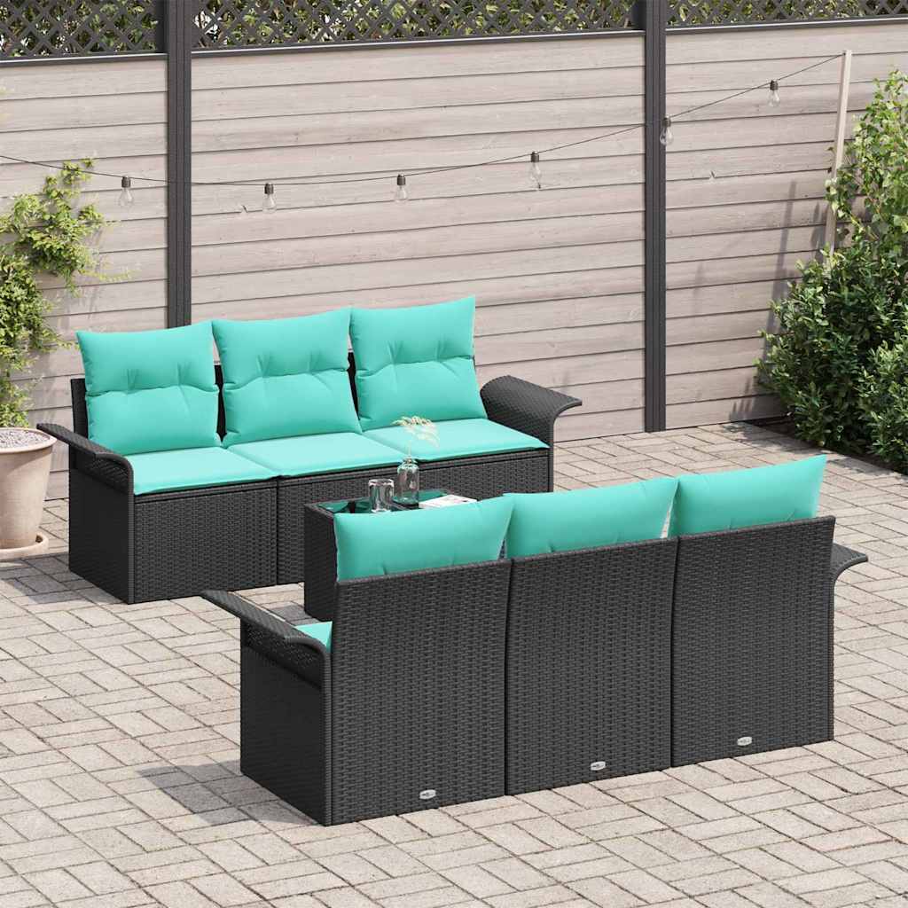 Tuin Sofa Set met kussen met opslag 7 pcs Zwart en Turquoise