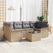Loungeset 7-delig poly rattan beige grijs