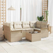 Loungeset 7-delig poly rattan beige crème