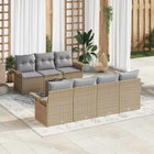 Garden Bench Set with Cushion 8 pcs Beige and Grey Poly Rattan