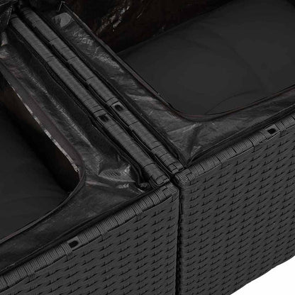Tuinbankenset met kussen met opslag 8 pcs Zwart poly rattan