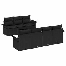 Tuinbankenset met kussen met opslag 8 pcs Zwart poly rattan