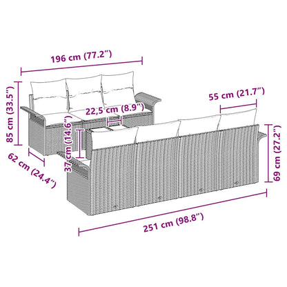 Tuinbankenset met kussen met opslag 8 pcs Zwart poly rattan