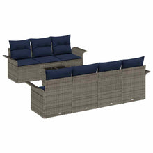 Tuin Sofa Set met kussen 8 pcs Grijs en Marineblauw poly rattan
