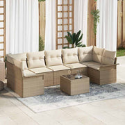 Tuinset poly rattan 8-delig beige crème
