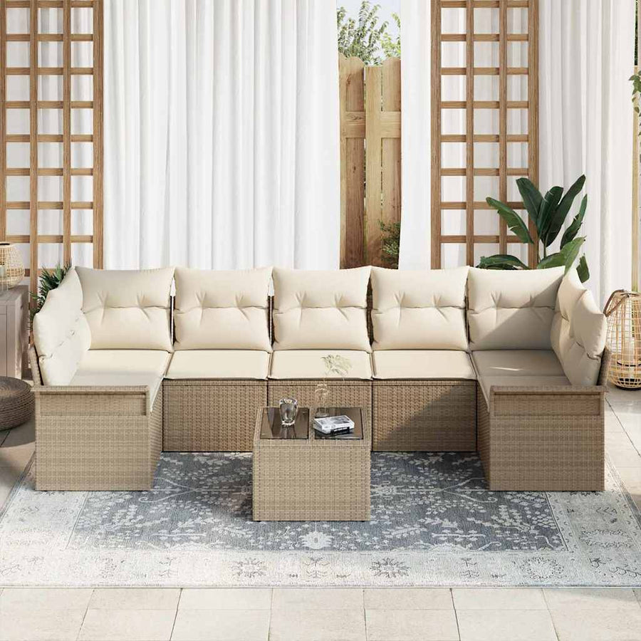 Tuin Sofa Set met kussen 8 pcs Beige en Crème poly rattan