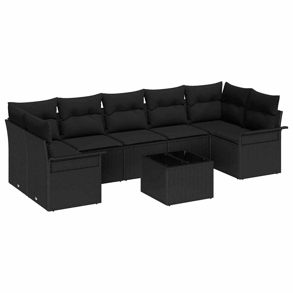 Tuin Sofa Set met kussen met opslag 8 pcs Zwart poly rattan