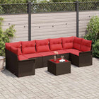 Garden Sofa Set with Cushions 8 pcs Beige and Red Poly Rattan